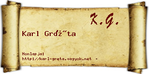 Karl Gréta névjegykártya
